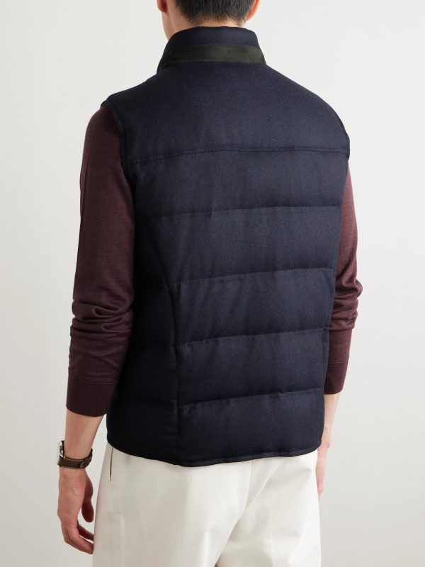Suede-Trimmed Quilted Wool and Cashmere-Blend Down Gilet - BK
