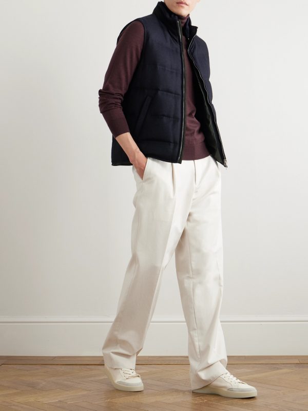 Suede-Trimmed Quilted Wool and Cashmere-Blend Down Gilet - OU