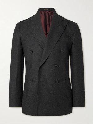 Slim-Fit Double-Breasted Wool-Flannel Suit Jacket Slim-Fit Double-Breasted Wool-Flannel Suit Jacket