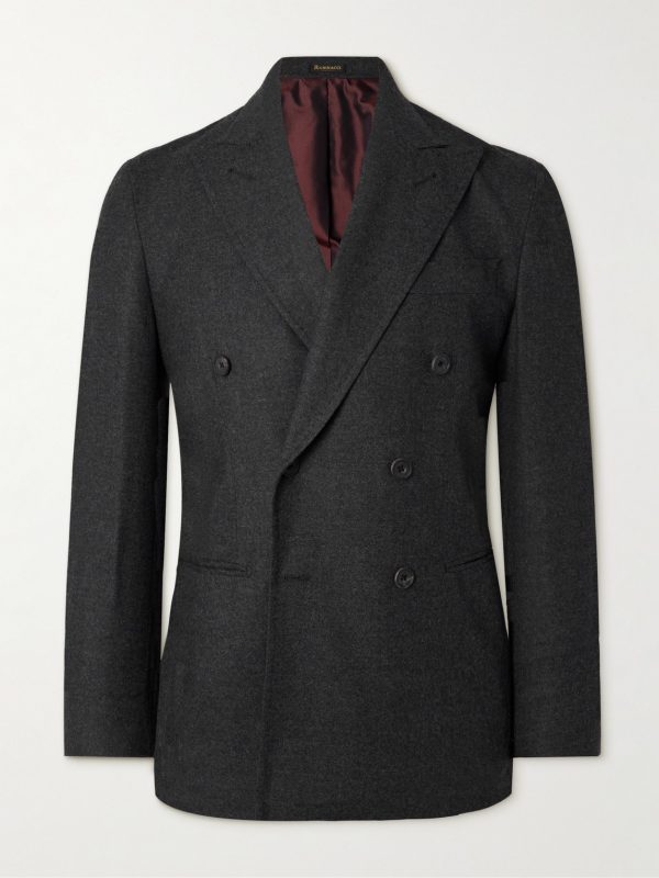 Slim-Fit Double-Breasted Wool-Flannel Suit Jacket Slim-Fit Double-Breasted Wool-Flannel Suit Jacket