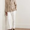 Slim-Fit Double-Breasted Linen and Wool-Blend Blazer - OU Slim-Fit Double-Breasted Linen and Wool-Blend Blazer - OU