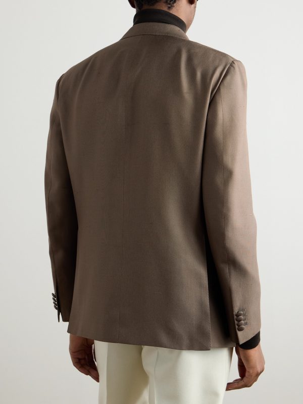 Double-Breasted Silk Tuxedo Jacket - BK Double-Breasted Silk Tuxedo Jacket - BK