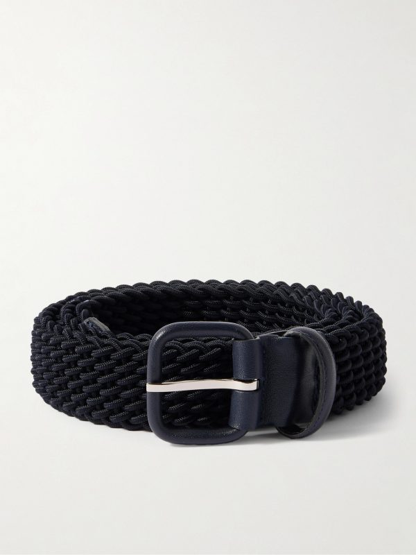 Leather-Trimmed Woven Cord Belt Leather-Trimmed Woven Cord Belt
