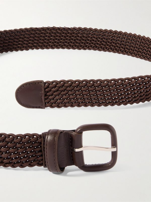 3cm Leather-Trimmed Woven Cord Belt - E1 3cm Leather-Trimmed Woven Cord Belt - E1