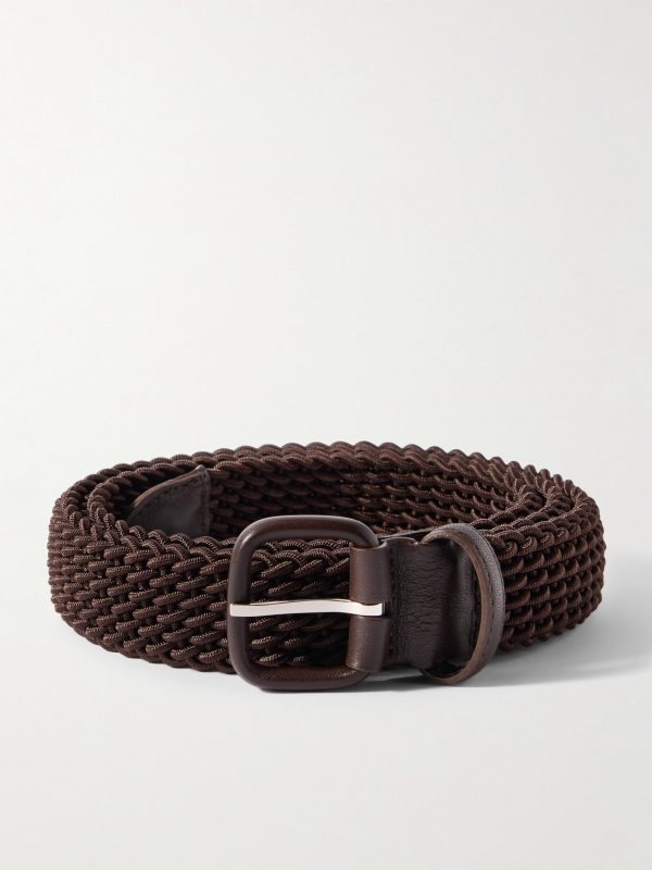 3cm Leather-Trimmed Woven Cord Belt 3cm Leather-Trimmed Woven Cord Belt
