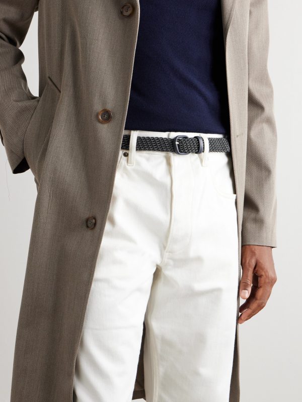 3cm Leather-Trimmed Woven Cord Belt - FR 3cm Leather-Trimmed Woven Cord Belt - FR