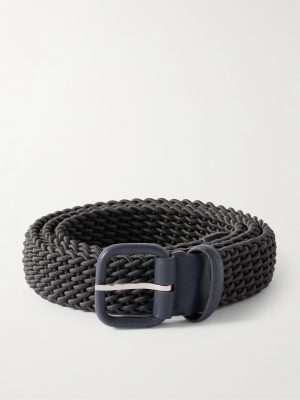3cm Leather-Trimmed Woven Cord Belt 3cm Leather-Trimmed Woven Cord Belt