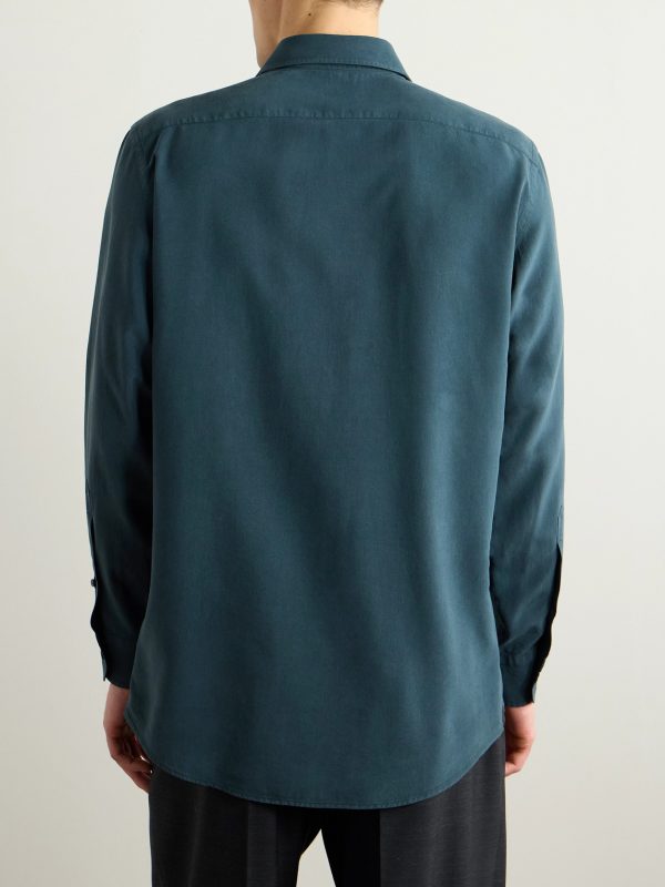 Garment-Dyed Brushed-Silk Shirt - BK Garment-Dyed Brushed-Silk Shirt - BK