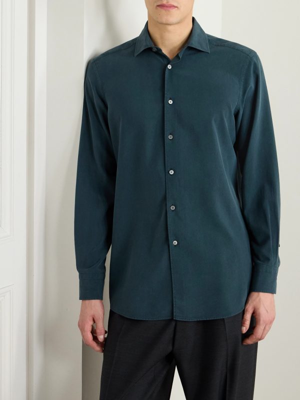 Garment-Dyed Brushed-Silk Shirt - FR Garment-Dyed Brushed-Silk Shirt - FR