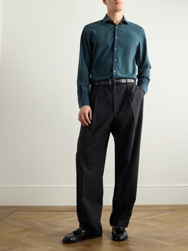 Garment-Dyed Brushed-Silk Shirt - OU Garment-Dyed Brushed-Silk Shirt - OU