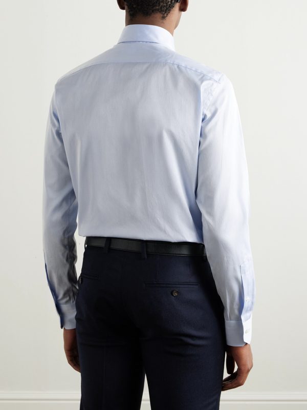 Slim-Fit Cutaway-Collar Striped Cotton Shirt - BK