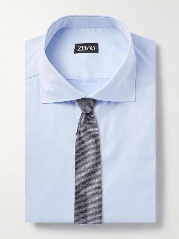 Slim-Fit Cutaway-Collar Striped Cotton Shirt - E1