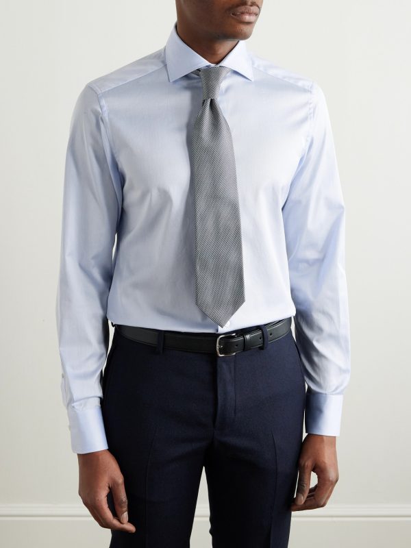 Slim-Fit Cutaway-Collar Striped Cotton Shirt - FR