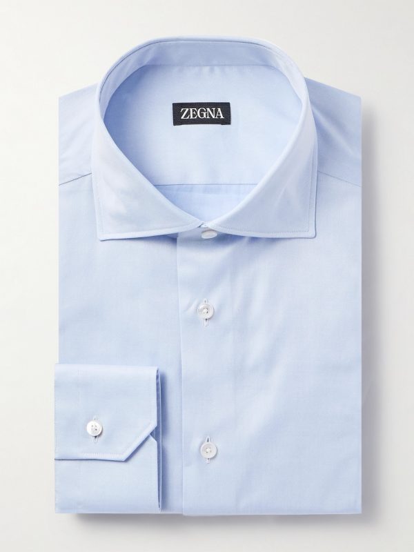 Slim-Fit Cutaway-Collar Striped Cotton Shirt