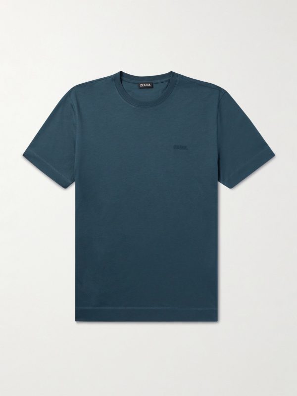 Slim-Fit Logo-Embroidered Cotton-Jersey T-Shirt Slim-Fit Logo-Embroidered Cotton-Jersey T-Shirt
