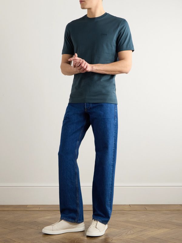 Slim-Fit Logo-Embroidered Cotton-Jersey T-Shirt - OU Slim-Fit Logo-Embroidered Cotton-Jersey T-Shirt - OU