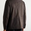 Nehru-Collar Nubuck Jacket - BK Nehru-Collar Nubuck Jacket - BK