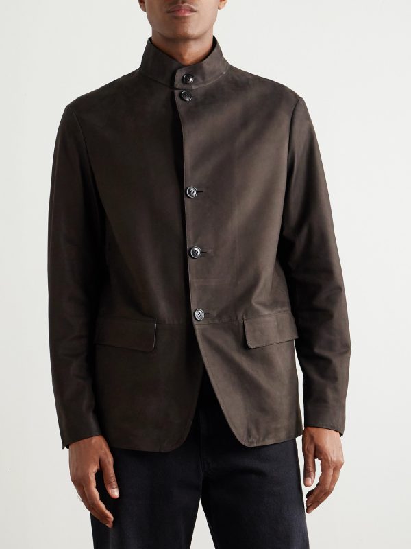 Nehru-Collar Nubuck Jacket - FR Nehru-Collar Nubuck Jacket - FR