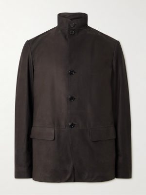 Nehru-Collar Nubuck Jacket