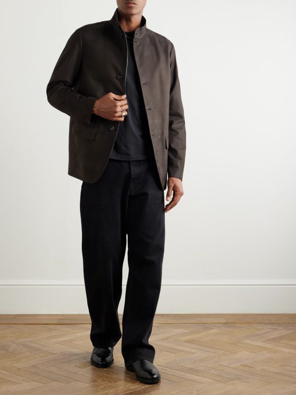 Nehru-Collar Nubuck Jacket - OU Nehru-Collar Nubuck Jacket - OU