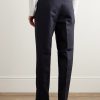 Tapered Pleated Cotton and Linen-Blend Twill Trousers - BK