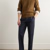 Tapered Pleated Cotton and Linen-Blend Twill Trousers - OU
