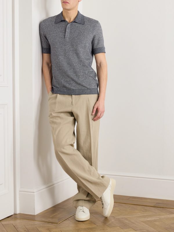 Cotton, Linen and Silk-Blend Polo Shirt - OU Cotton, Linen and Silk-Blend Polo Shirt - OU