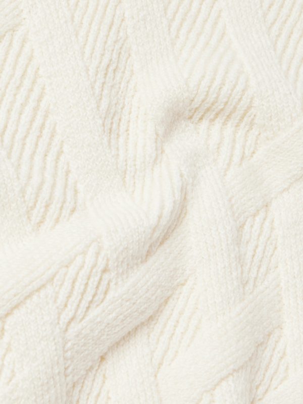 Logo-Appliquéd Leather-Trimmed Basketweave Cotton Sweater - CU