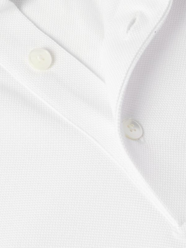 Leather-Trimmed Cotton-Piqué Polo Shirt - CU