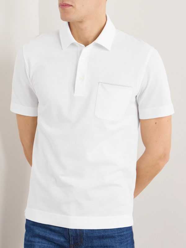 Leather-Trimmed Cotton-Piqué Polo Shirt - FR