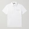Leather-Trimmed Cotton-Piqué Polo Shirt