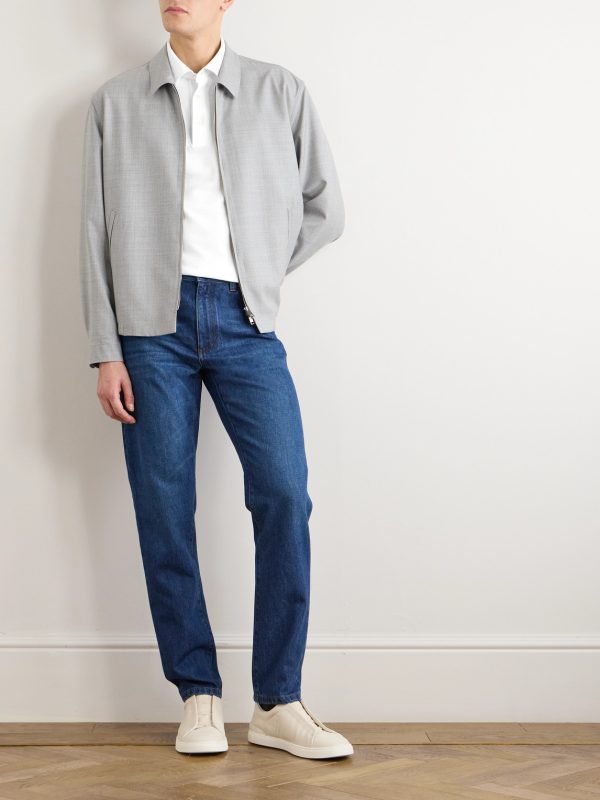 Leather-Trimmed Cotton-Piqué Polo Shirt - OU