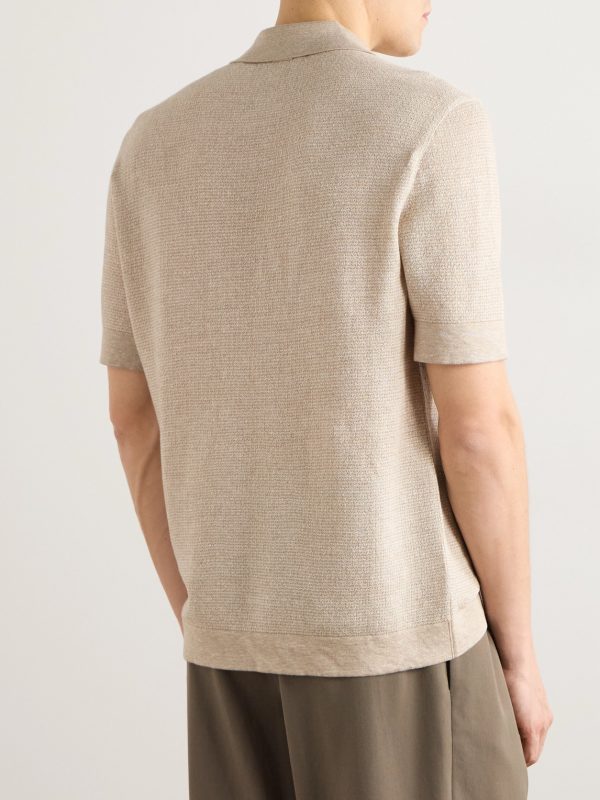 Cotton, Linen and Silk-Blend Polo Shirt - BK