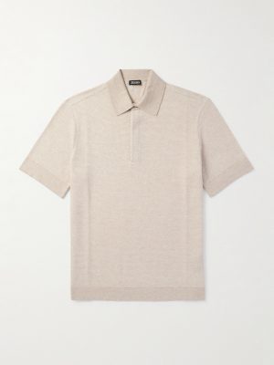 Cotton, Linen and Silk-Blend Polo Shirt