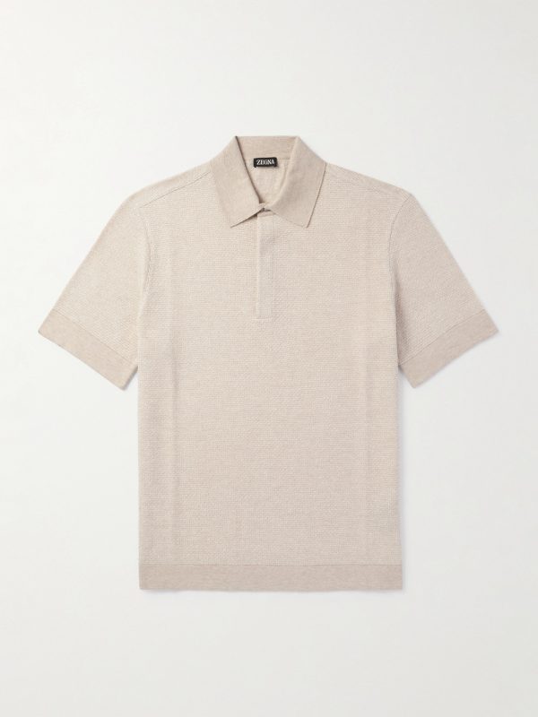 Cotton, Linen and Silk-Blend Polo Shirt
