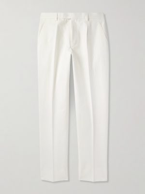 Tapered Pleated Cotton and Linen-Blend Twill Trousers Tapered Pleated Cotton and Linen-Blend Twill Trousers