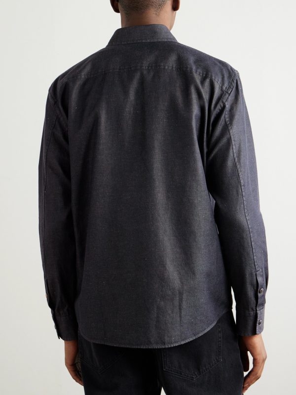 Slim-Fit Cotton and Linen-Blend Twill Shirt - BK Slim-Fit Cotton and Linen-Blend Twill Shirt - BK
