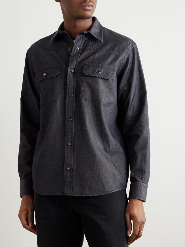 Slim-Fit Cotton and Linen-Blend Twill Shirt - FR Slim-Fit Cotton and Linen-Blend Twill Shirt - FR