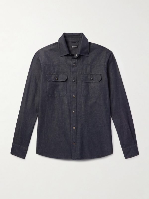 Slim-Fit Cotton and Linen-Blend Twill Shirt Slim-Fit Cotton and Linen-Blend Twill Shirt