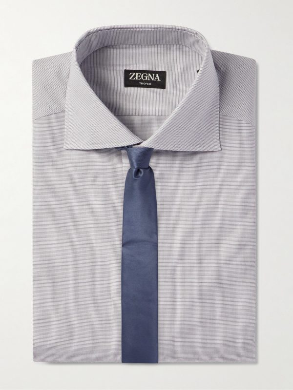 Cutaway-Collar Checked Cotton Shirt - E1 Cutaway-Collar Checked Cotton Shirt - E1