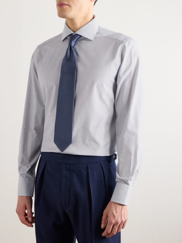Cutaway-Collar Checked Cotton Shirt - FR Cutaway-Collar Checked Cotton Shirt - FR
