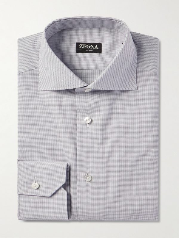 Cutaway-Collar Checked Cotton Shirt Cutaway-Collar Checked Cotton Shirt