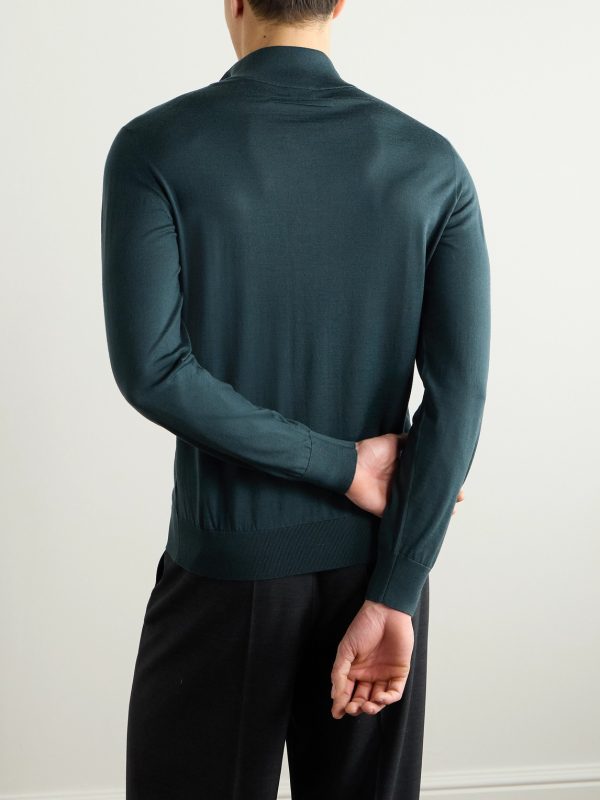 Slim-Fit Wool Half-Zip Sweater - BK Slim-Fit Wool Half-Zip Sweater - BK