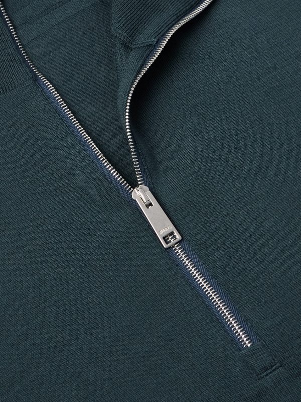 Slim-Fit Wool Half-Zip Sweater - CU Slim-Fit Wool Half-Zip Sweater - CU