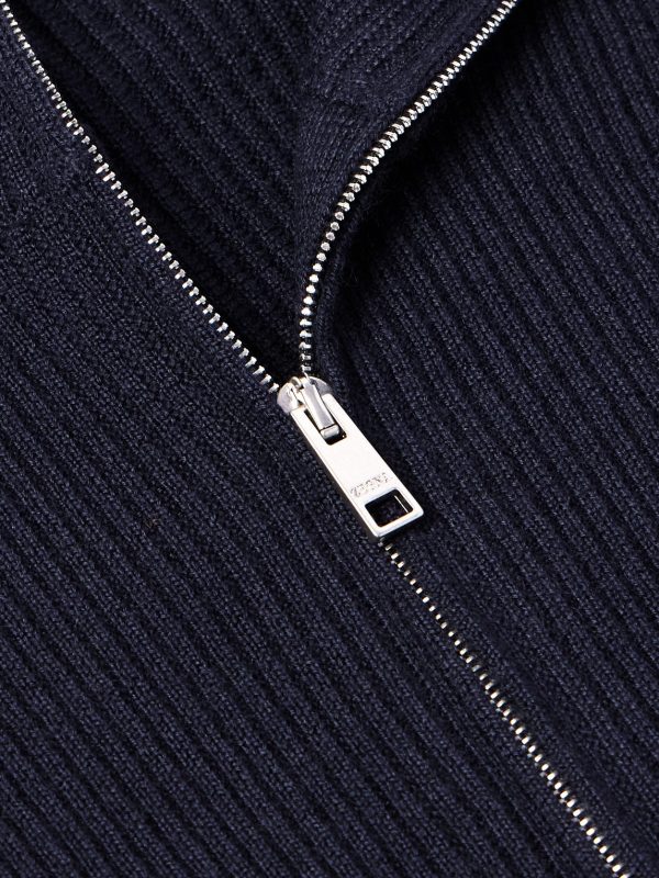 Ribbed Cashseta Zip-Up Sweater - CU Ribbed Cashseta Zip-Up Sweater - CU
