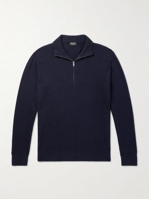 Ribbed Cashseta Zip-Up Sweater Ribbed Cashseta Zip-Up Sweater