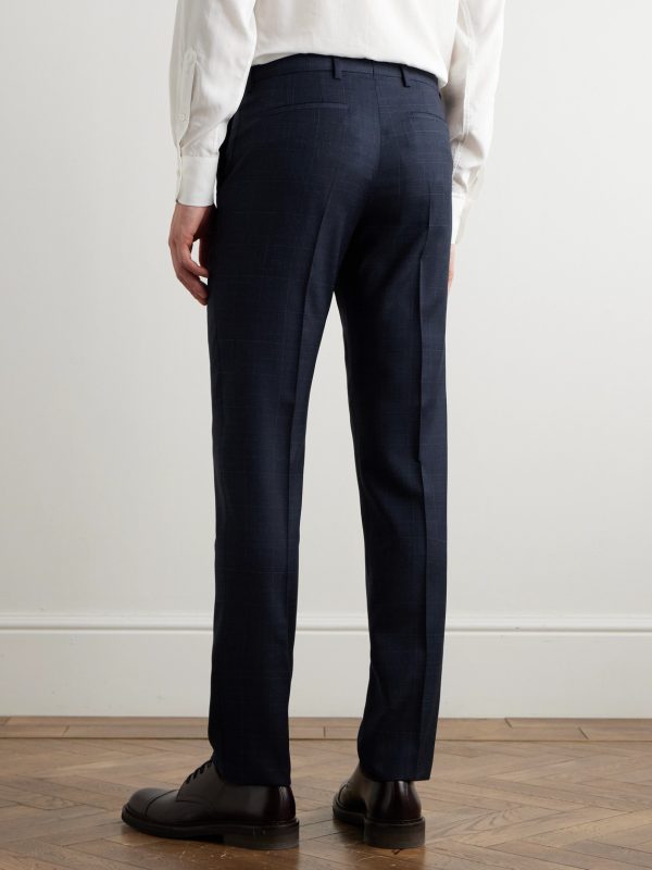 Straight-Leg Checked Wool Suit Trousers - BK Straight-Leg Checked Wool Suit Trousers - BK