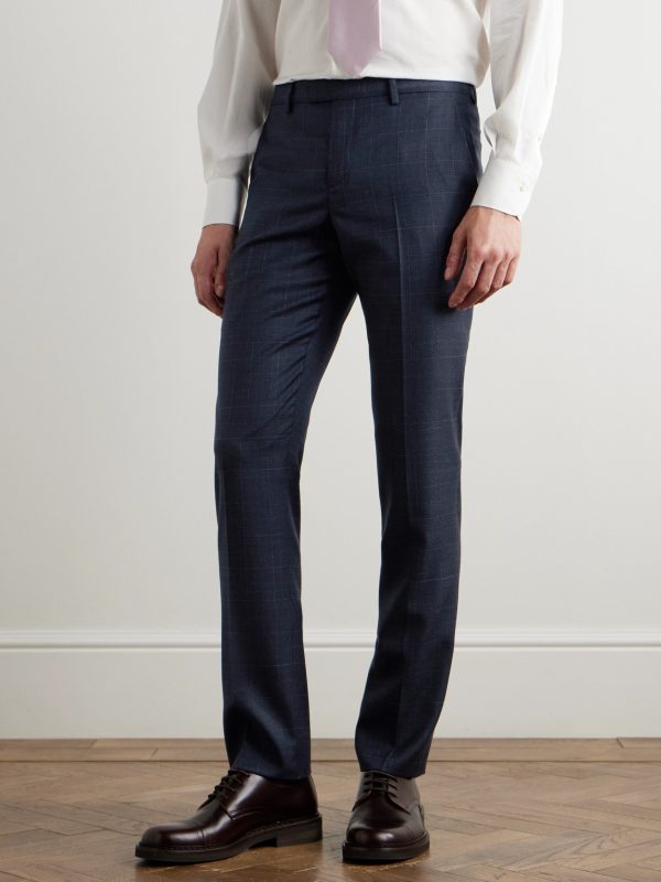 Straight-Leg Checked Wool Suit Trousers - FR Straight-Leg Checked Wool Suit Trousers - FR