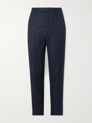Straight-Leg Checked Wool Suit Trousers