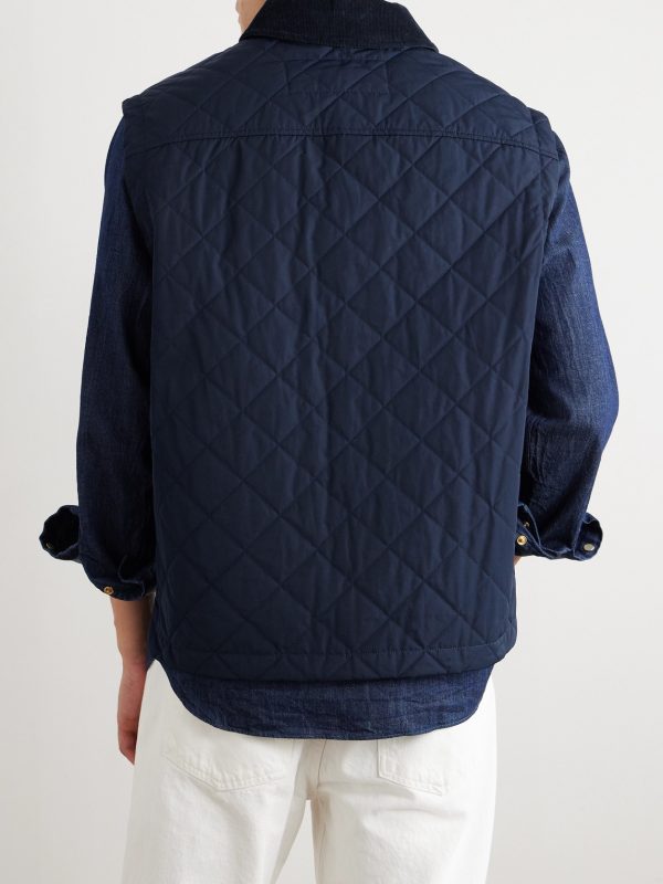Corduroy-Trimmed Quilted Shell Down Gilet - BK